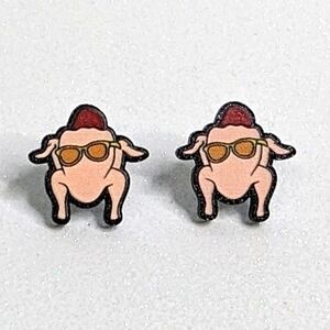 Turkey From Friends with Sunglasses and Hat Glitter Acrylic Stud Earrings